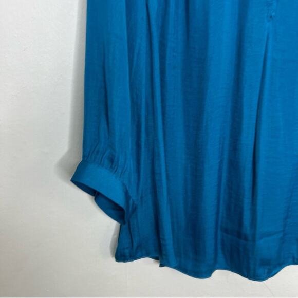 Joie V Neck Blue Turquoise Polyester Blouse Size 1X - Picture 6 of 12